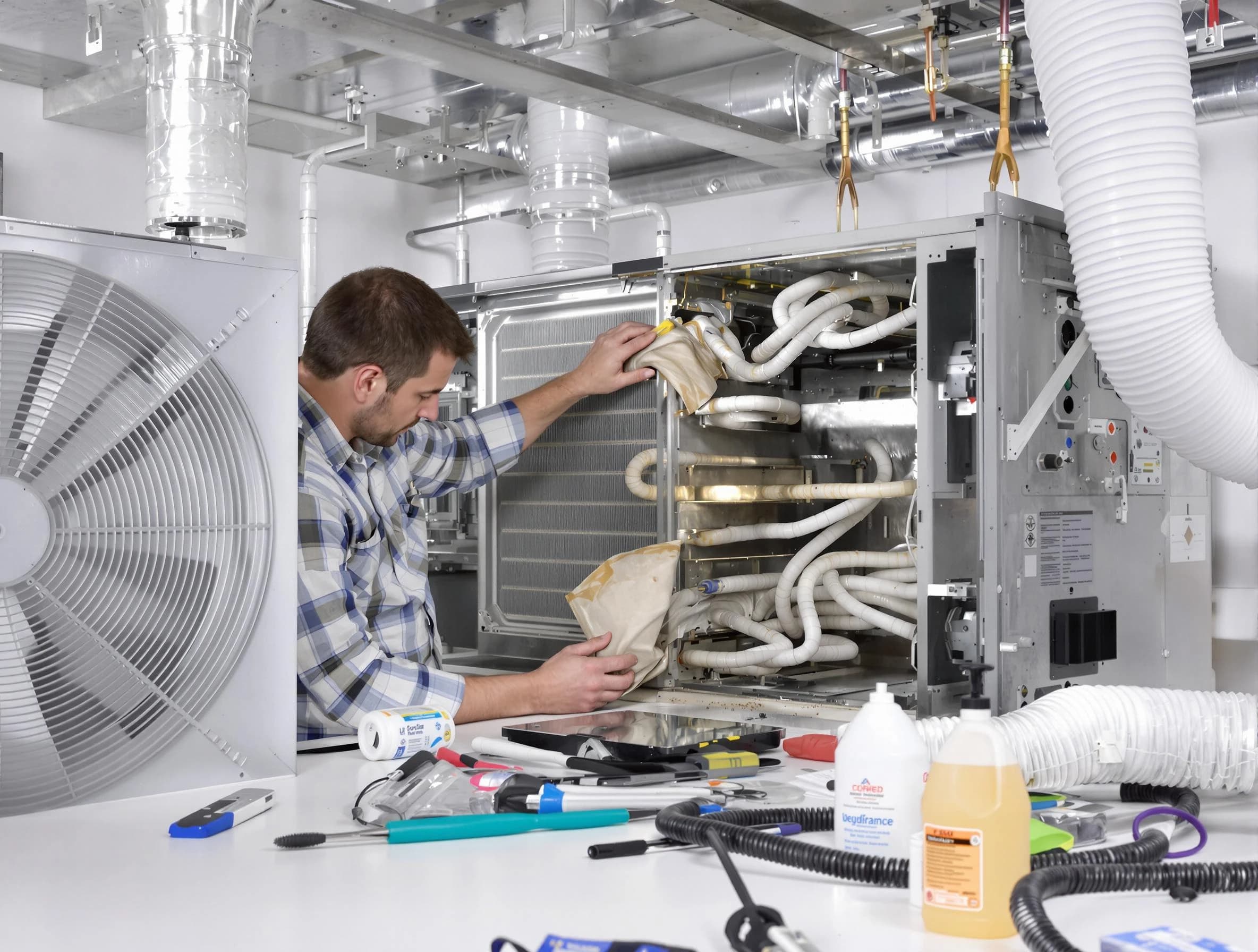 Morgan Air Duct Cleaning specialist performing precision AC coil cleaning in Morgan