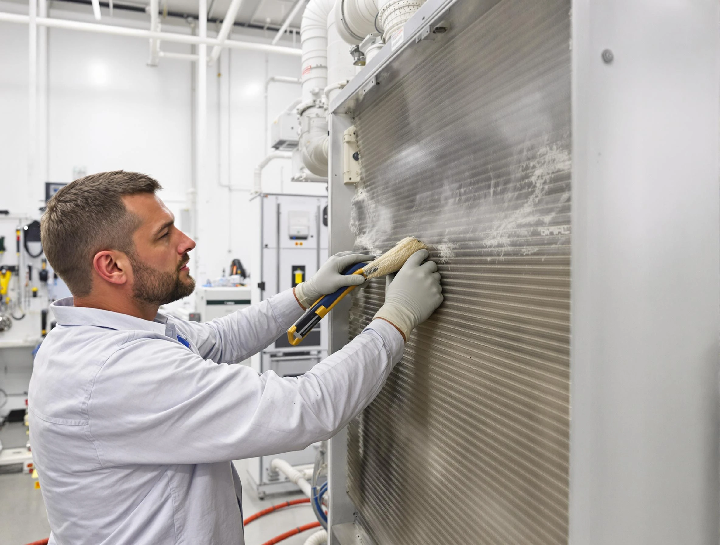 Morgan Air Duct Cleaning technician performing precision commercial coil cleaning at a Morgan business