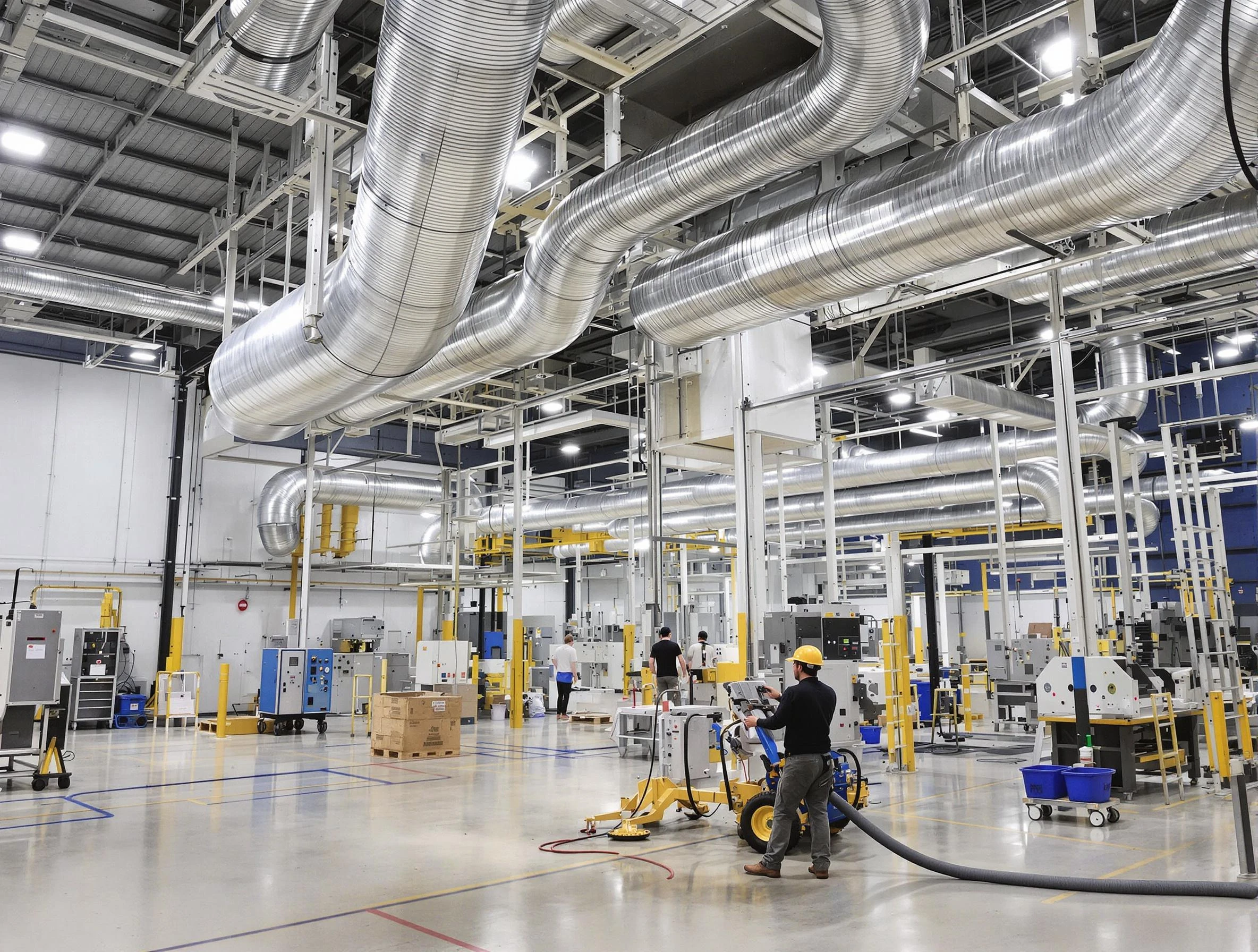 Morgan Air Duct Cleaning team performing comprehensive industrial duct cleaning at a large facility in Morgan